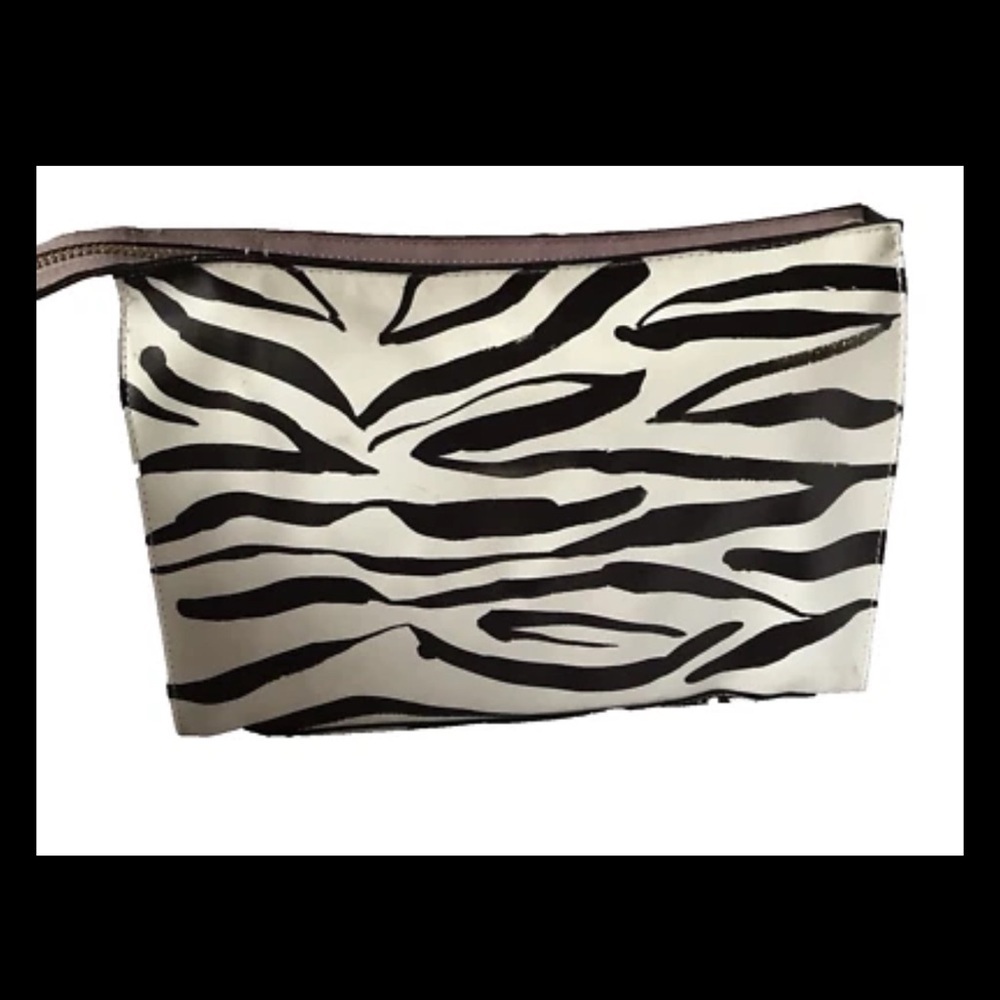 Trish McEvoy Large Travel Makeup Bag Zebra Print Vegan Leather - Picture 5 of 10